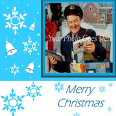 Blue Snowflake Christmas Photo Card
