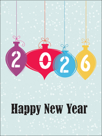 2026 Happy New Year Ornaments Card