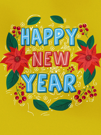 Happy New Year Floral Greeting Card
