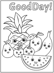 Good Day Fruit Friends Coloring Card