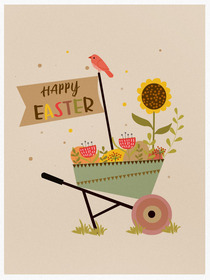 Happy Easter Wheelbarrow Garden