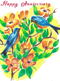 Happy Anniversary Birds & Flowers