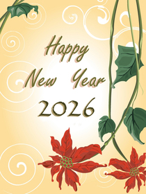 Happy New Year 2026 Floral Greeting Card