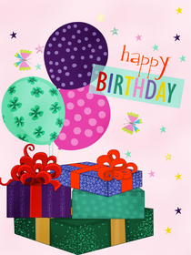 Colorful Birthday Balloons and Gifts