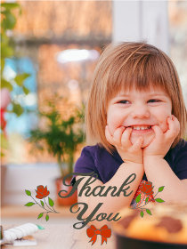 Thank You Photo Card with Autumn Flowers
