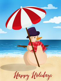 Beach Snowman Holiday Card