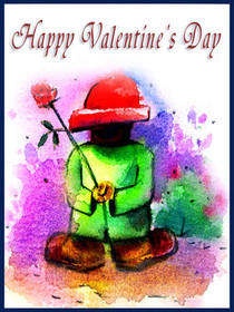 Watercolor Gnome Valentine's Day Card