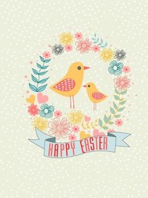 Happy Easter Chicks & Flowers