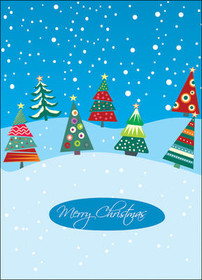 Colorful Christmas Trees Greeting Card