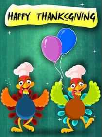 Happy Thanksgiving Turkeys with Balloons