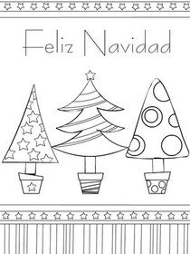 Feliz Navidad Christmas Trees Coloring Card