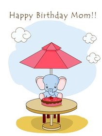 Happy Birthday Mom Elephant Card
