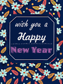 Happy New Year Floral Greeting Card