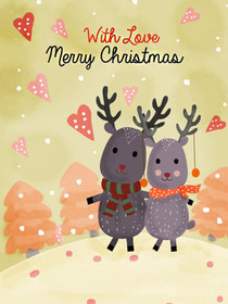 Reindeer Love Christmas Card