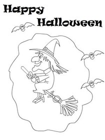 Happy Halloween Witch Coloring Card
