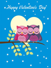 Cute Owls Happy Valentine's Day Card