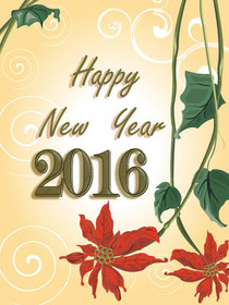 Happy New Year 2016 Floral Card