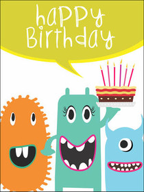 Colorful Monsters Birthday Card