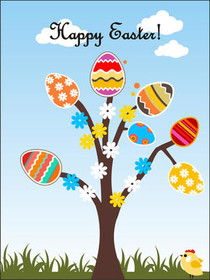 Happy Easter Tree Greeting Card