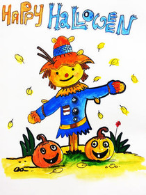 Happy Halloween Scarecrow Greeting Card
