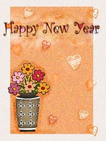 Happy New Year Floral Greeting Card