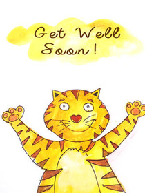 Cheerful Cat Get Well Soon Card