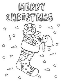 Merry Christmas Stocking Coloring Card