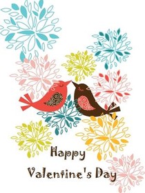 Floral Birds Valentine's Day Card