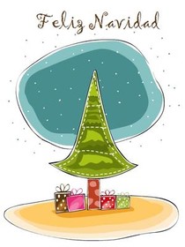 Feliz Navidad Christmas Tree Card