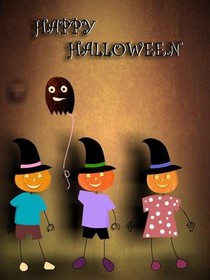 Happy Halloween Kids with Ghost