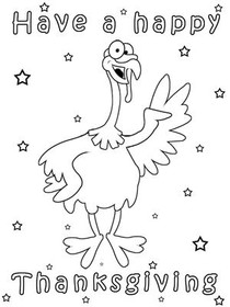 Happy Thanksgiving Turkey Coloring Card