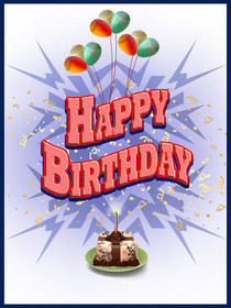 Happy Birthday Burst with Balloons