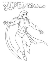 Supermom Coloring Card