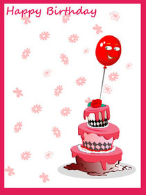 Pink Birthday Cake with Balloon