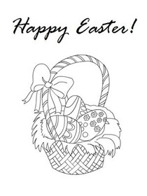 Happy Easter Basket Line Art