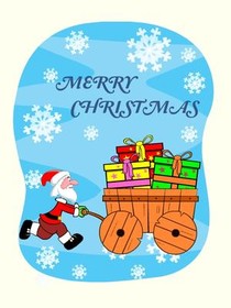 Santa's Gift Cart Christmas Card