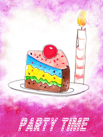 Party Time Rainbow Cake Greeting Card