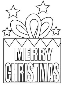 Merry Christmas Gift Box Coloring Card
