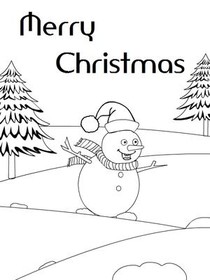 Merry Christmas Snowman Coloring Card