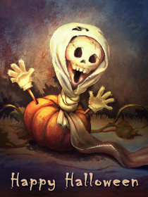 Spooky Skeleton Pumpkin Halloween