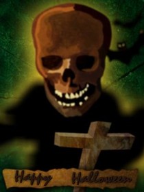 Spooky Skull Halloween Greeting Card