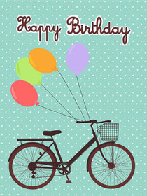Happy Birthday Bike with Balloons