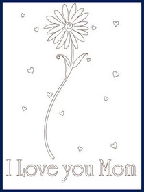 I Love You Mom Flower Coloring Card
