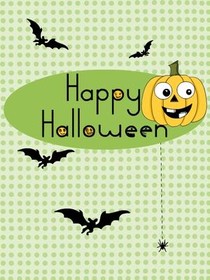 Happy Halloween Pumpkin & Bats Card
