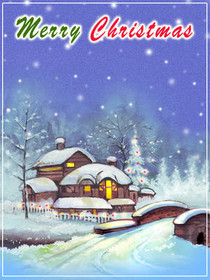 Snowy Winter House Christmas Card