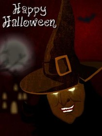 Glowing Witch Hat Halloween Greeting
