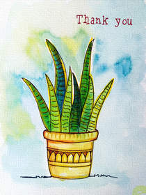 Watercolor Succulent Thank You Card