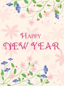 Happy New Year Floral Greeting Card