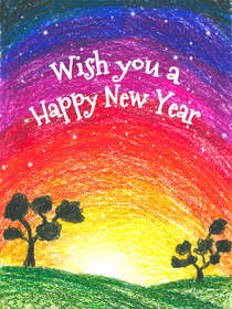 Rainbow Sunrise New Year Greeting Card
