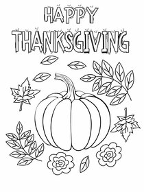 Happy Thanksgiving Pumpkin Coloring Card